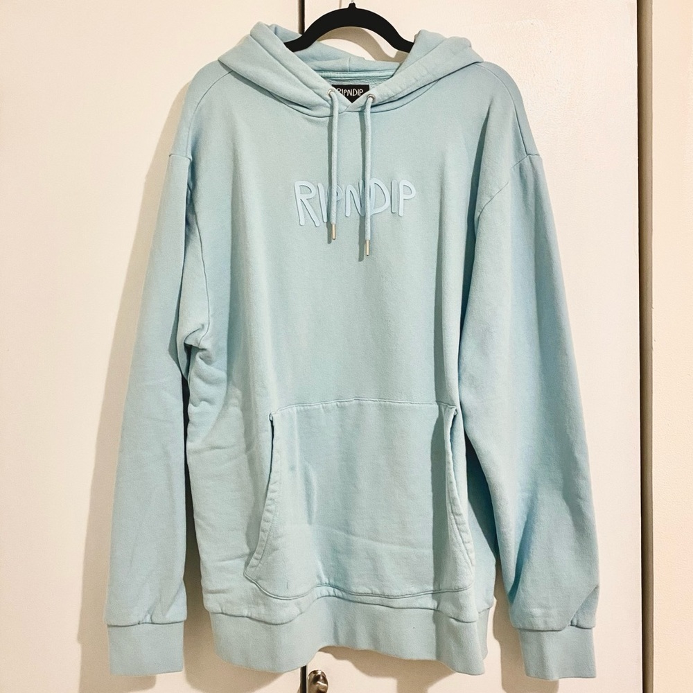 Ripndip Rubber Logo Pullover Hoodie (Light Blue)